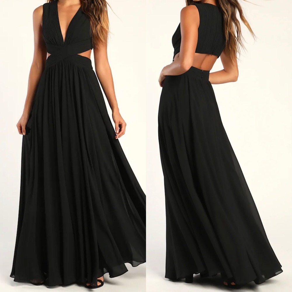 NWT Lulus Size Medium Melora Black Sleeveless Maxi Dress Formal Special Event